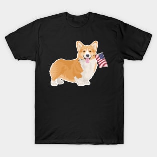 American Flag Corgi Dog Love T-Shirt